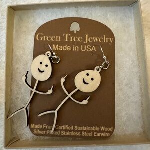 Green Tree Jewelry Wooden Middle Finger Earrings (#1793)